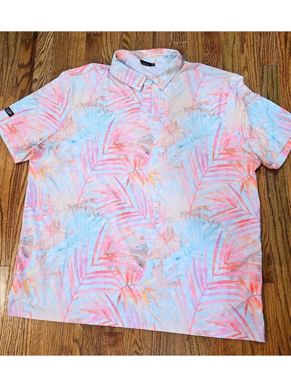 Sunday Swagger Fun Tropical Print Polo Shirt 3XL